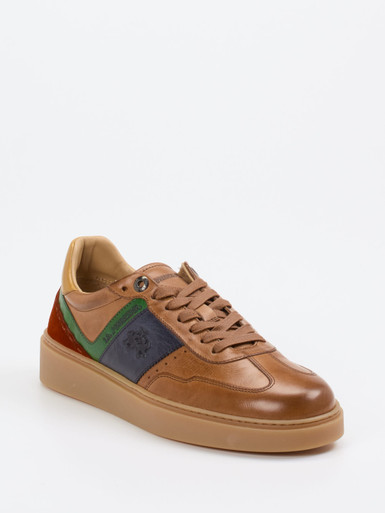 La Martina – Sneaker aus Kalbleder in Cognacbraun