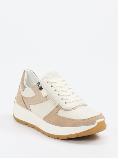 Ara – Sneaker aus Kalbleder in Creme und Beige