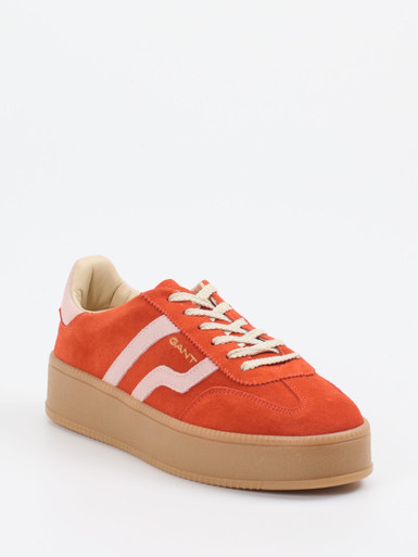 Gant – Sneaker aus Veloursleder in Korallenrot