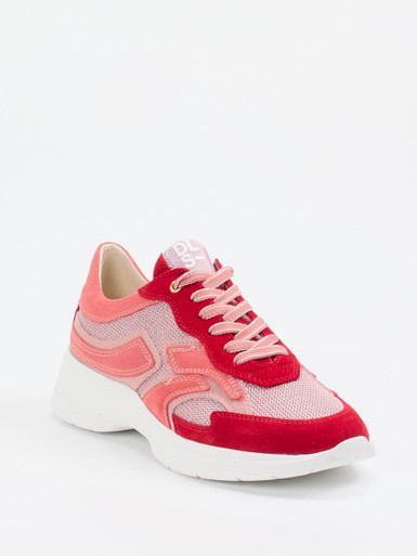 DL Sport – Sneaker aus Veloursleder und Mesh Koralle