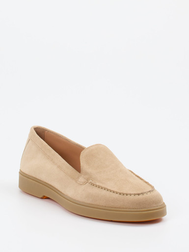 Santoni – Loafer aus Veloursleder Beigebraun