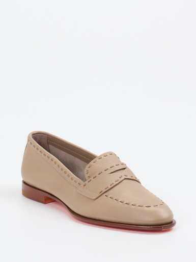 Santoni – Loafer aus Lammleder in Beigebraun