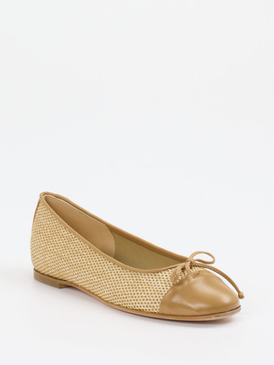 Mannori – Ballerinas aus geflochtenem Textil beige