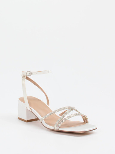 Steve Madden – Abendsandale aus Metallicleder Elfenbein