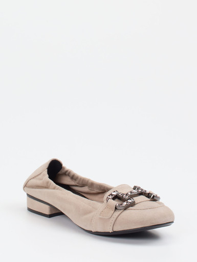 Ralph Harrison – Loafer-Ballerinas aus Veloursleder beigegrau