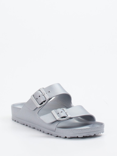 Birkenstock – Zweiriemer-Sandalen aus Synthetik silber