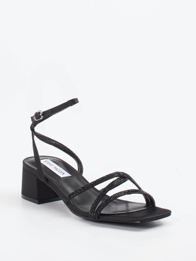 Steve Madden – Abendsandale aus Textil in Schwarz