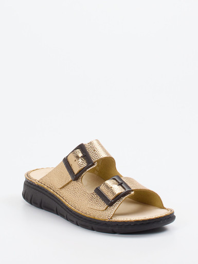 Finn Comfort – Pantolette aus Metallicleder goldfarben