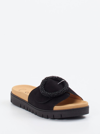 Gabor – Pantolette aus Veloursleder Schwarz