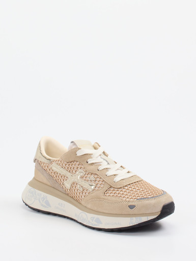 Premiata – Sneaker aus Veloursleder und Mesh beige