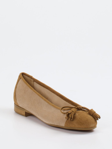 Mannori – Ballerinas aus Veloursleder Beige