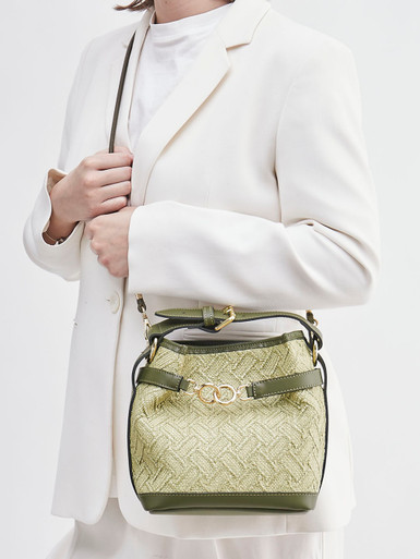 Viamailbag – Bucket Bag aus Textil und Leder grün