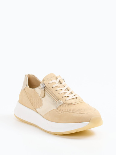 Sioux – Sneaker aus Veloursleder beige mit Metallic