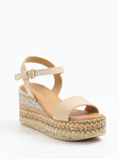 Konstantin Starke – Plateau-Sandalen aus Veloursleder beige