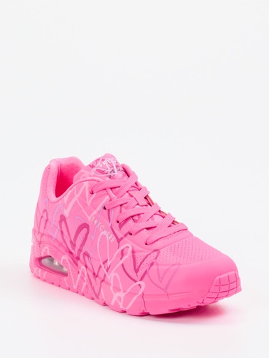 Skechers – Chunky Sneaker aus Nubukleder Neonpink