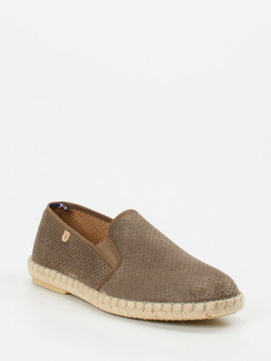 Verbenas – Espadrilles aus geprägtem Leder in Taupe
