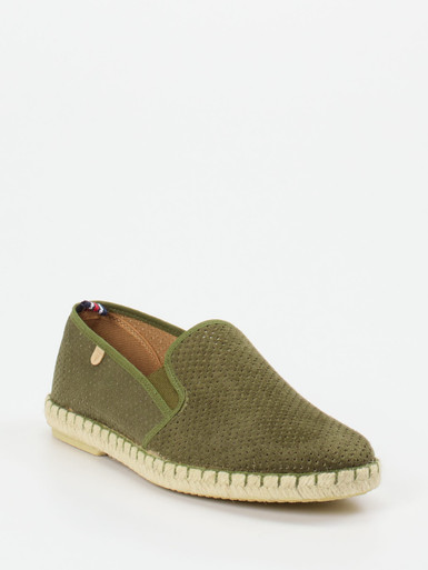 Verbenas – Espadrilles aus Veloursleder Olivgrün