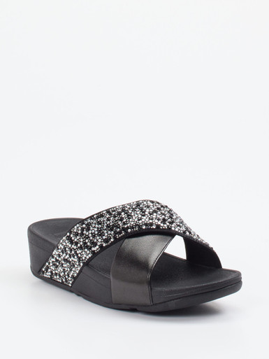 FitFlop – Pantolette aus Textil mit Strassbesatz