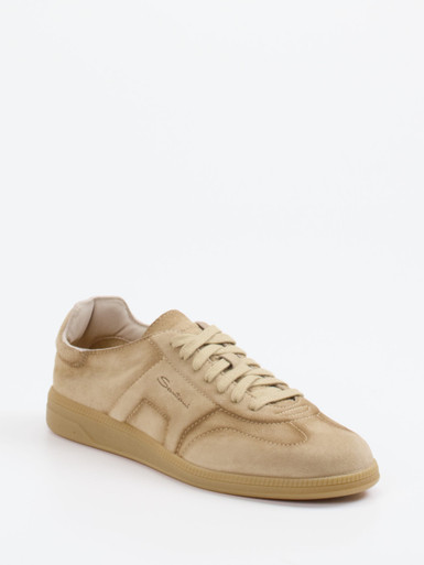 Santoni – Sneaker aus Veloursleder sandbeige