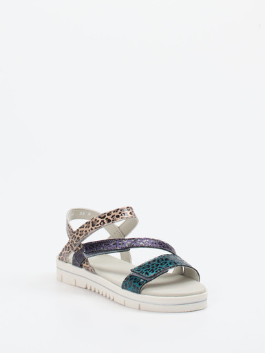 Däumling – Klettsandalen aus geprägtem Leder Metallic