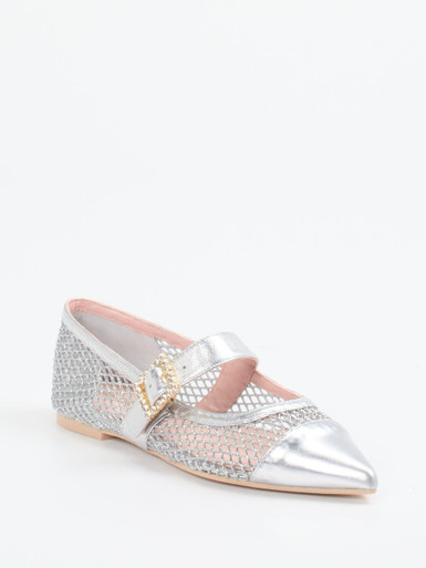 Pretty Ballerinas – Mary Jane Ballerinas aus Netz silber