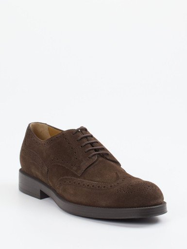 Tod's – Brogue Derby aus Veloursleder Dunkelbraun
