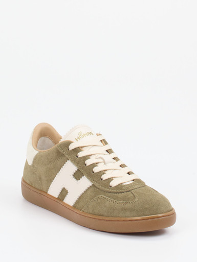 Hogan – Retro-Sneaker aus Veloursleder Olivgrün