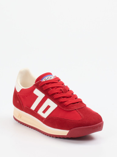 Back 70 – Retro-Runners aus Nylon und Veloursleder rot