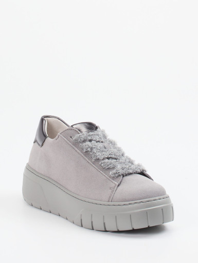 Gabor – Plateau-Sneaker aus Veloursleder Grau