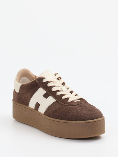 Hogan – Plateau-Sneaker aus Veloursleder schokobraun
