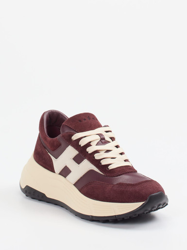 Hogan – Chunky Sneaker aus Velours- und Glattleder Bordeaux