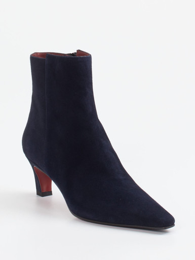 Konstantin Starke – Ankle Boots aus Veloursleder Dunkelblau