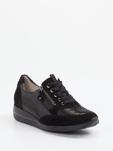 Waldläufer – Komfort-Sneaker aus Veloursleder schwarz