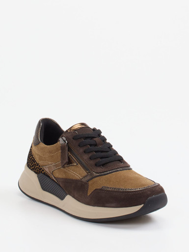 Gabor Comfort – Sneaker aus Veloursleder cognacbraun
