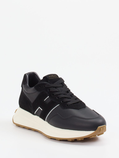 Hogan – Retro-Sneaker aus Kalbleder schwarz