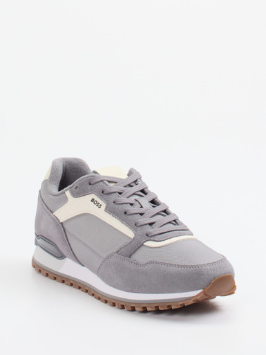 Boss – Sneaker aus Velour/Textil in Grau
