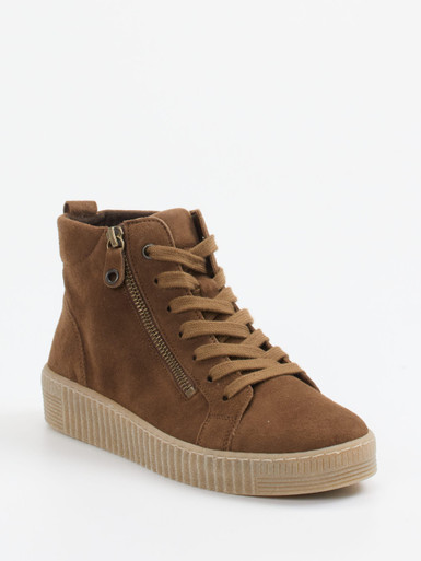 Gabor – High-Top Sneaker aus Veloursleder braun