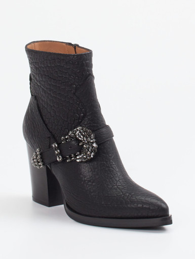 Konstantin Starke – Stiefelette aus geprägtem Leder schwarz