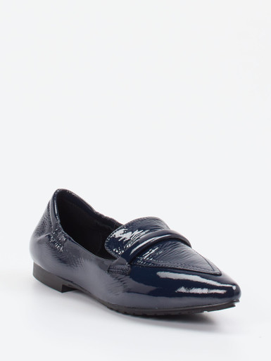 Andrea Puccini – Loafer aus Lackleder in Dunkelblau