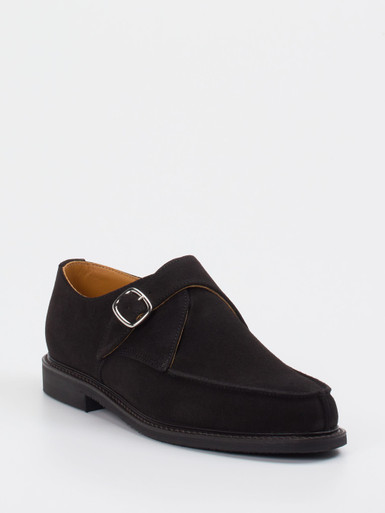 Ludwig Reiter – Monkstrap-Halbschuh aus Veloursleder Schwarz