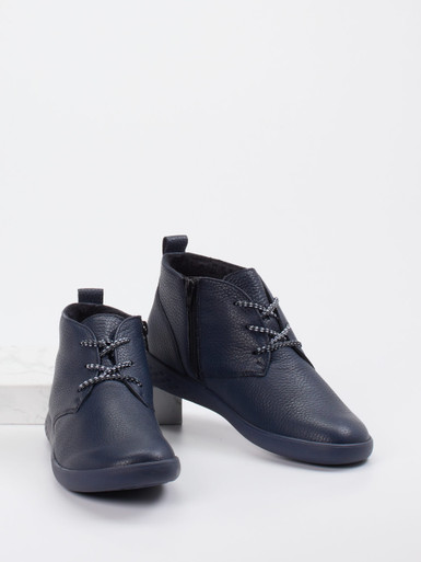 Waldläufer – Schnürstiefelette aus Kalbleder Dunkelblau