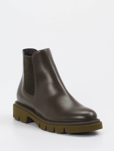 Mannori – Chelsea Boots aus Kalbleder Olivgrün