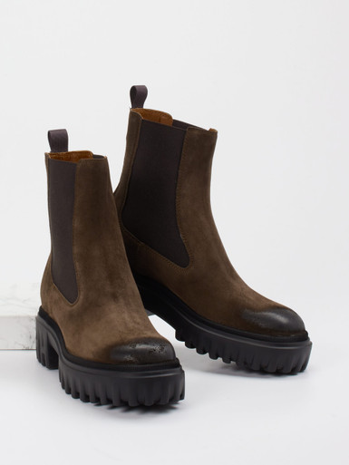 Hogan – Chelsea Boots aus Veloursleder dunkelbraun