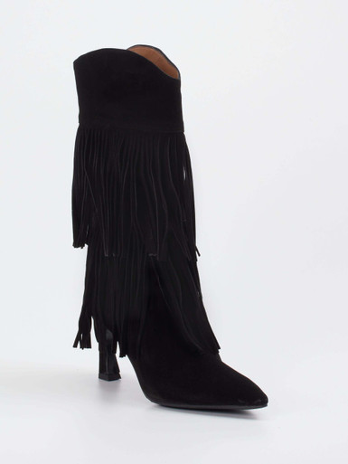 Konstantin Starke – Cowboy Boots aus Veloursleder schwarz