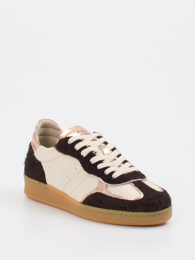 Piedi Nudi – Sneaker aus Velour/Leder in Roségold