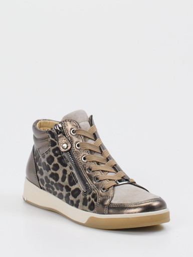 Ara – Mid-Top Sneaker aus geprägtem Leder bronzebraun