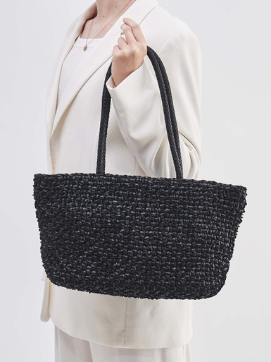 Allan K – Shopper aus Flechtleder in Schwarz