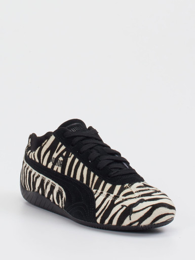 Puma – Sneaker aus Veloursleder und Fellstruktur schwarz