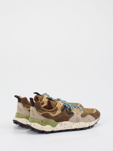 Flower Mountain – Trail-Sneaker aus Velour/Textil olivbraun