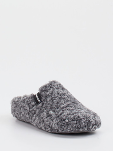 Verbenas – Pantoffeln aus Teddy-Textil in Grau